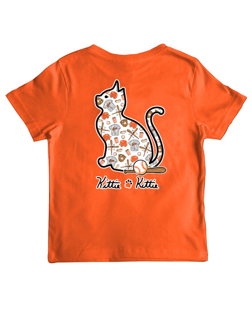 BASEBALL KITTIE, ORANGE AND BLACK, YOUTH SS - Puppie Love