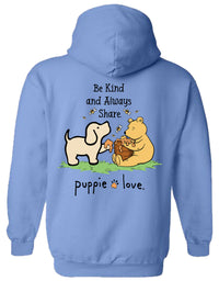 BE KIND AND ALWAYS SHARE PUP, ADULT HOODIE - Puppie Love