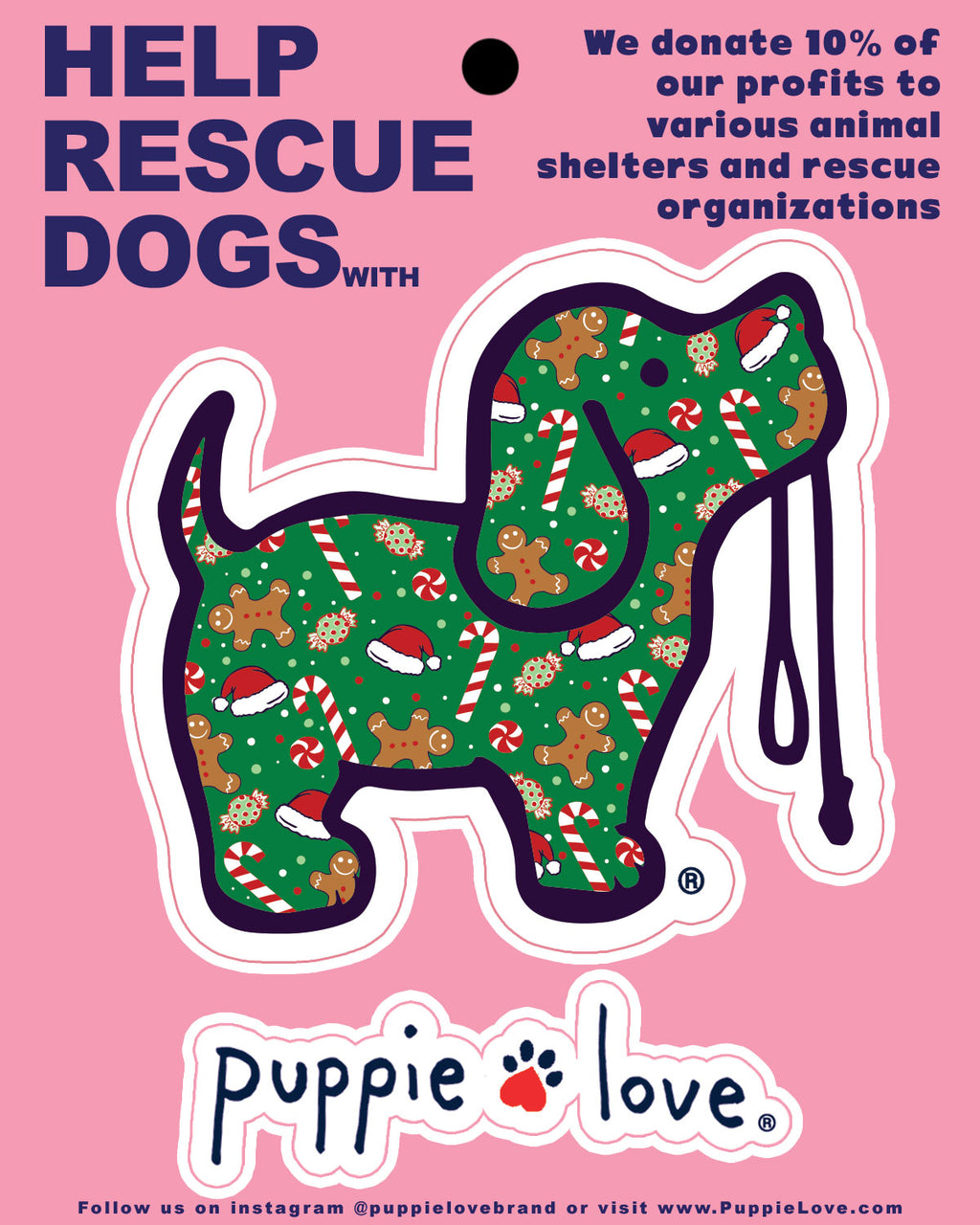 CHRISTMAS PATTERN PUP DECAL - Puppie Love