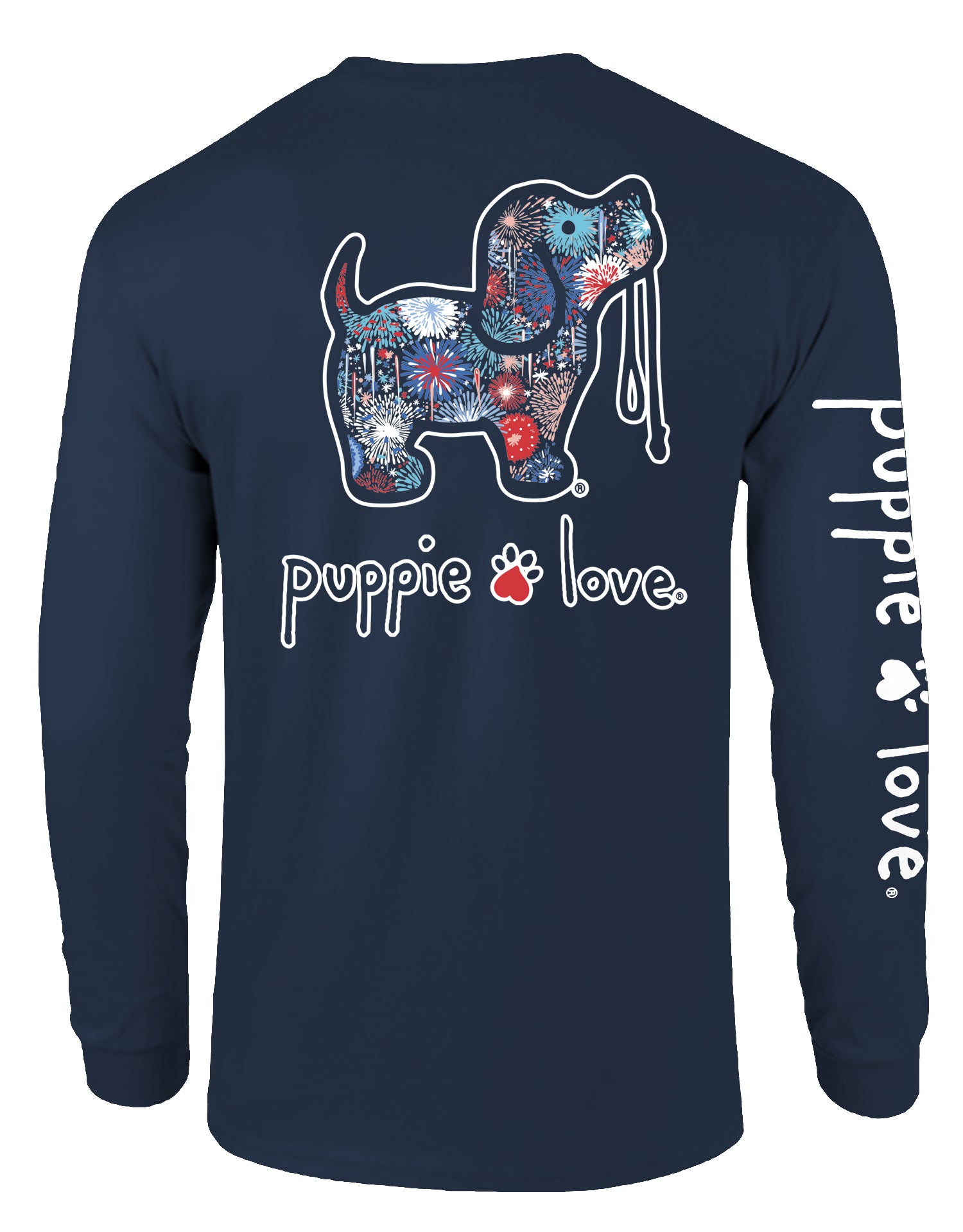Fireworks Pup Long Sleeve Shirt - 4th of July Dog Tee | Puppie Love
