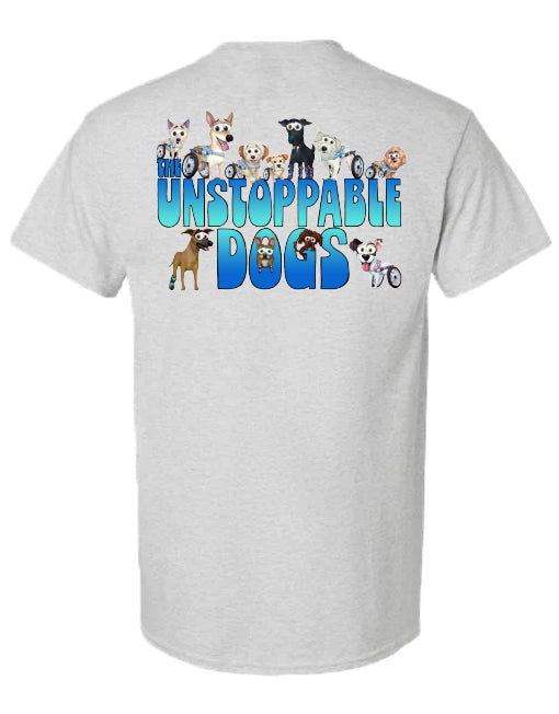 UNSTOPPABLE DOGS LOGO TEE, ASH GREY - Puppie Love