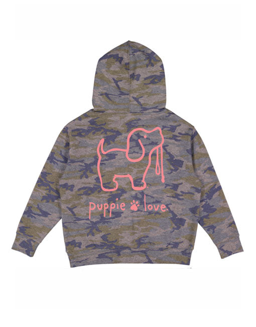 CAMO LOGO PUP, YOUTH HOODIE - Puppie Love
