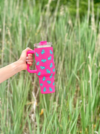 40oz STAINLESS STEEL LOGO TUMBLER, HOT PINK - Puppie Love