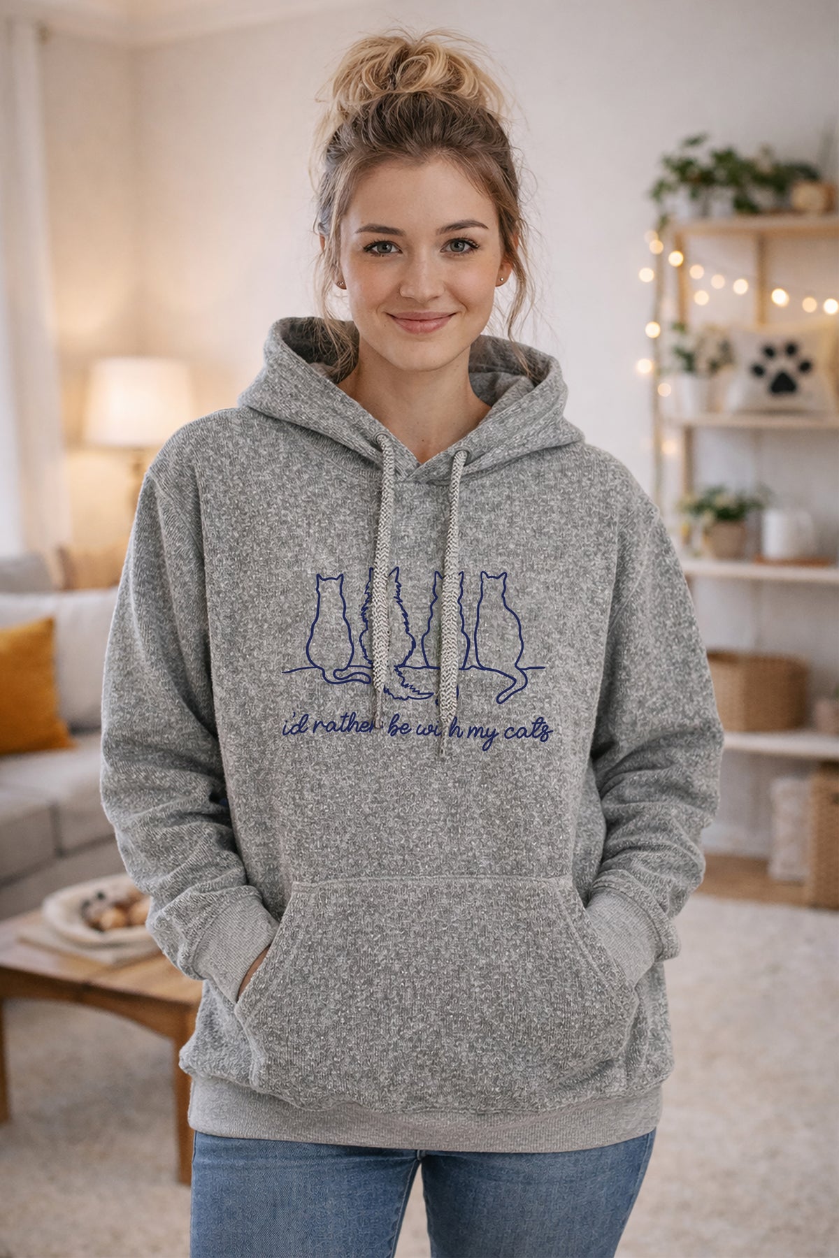 I'D RATHER BE WITH MY CATS, NANTUCKET HOODIE