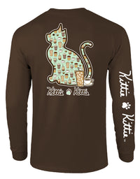 COFFEE PATTERN KITTIE, ADULT LS