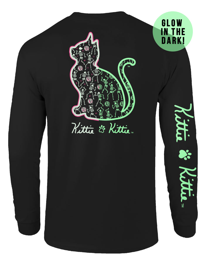 DANCING SKELETONS KITTIE, ADULT LS KITTIE KITTIE