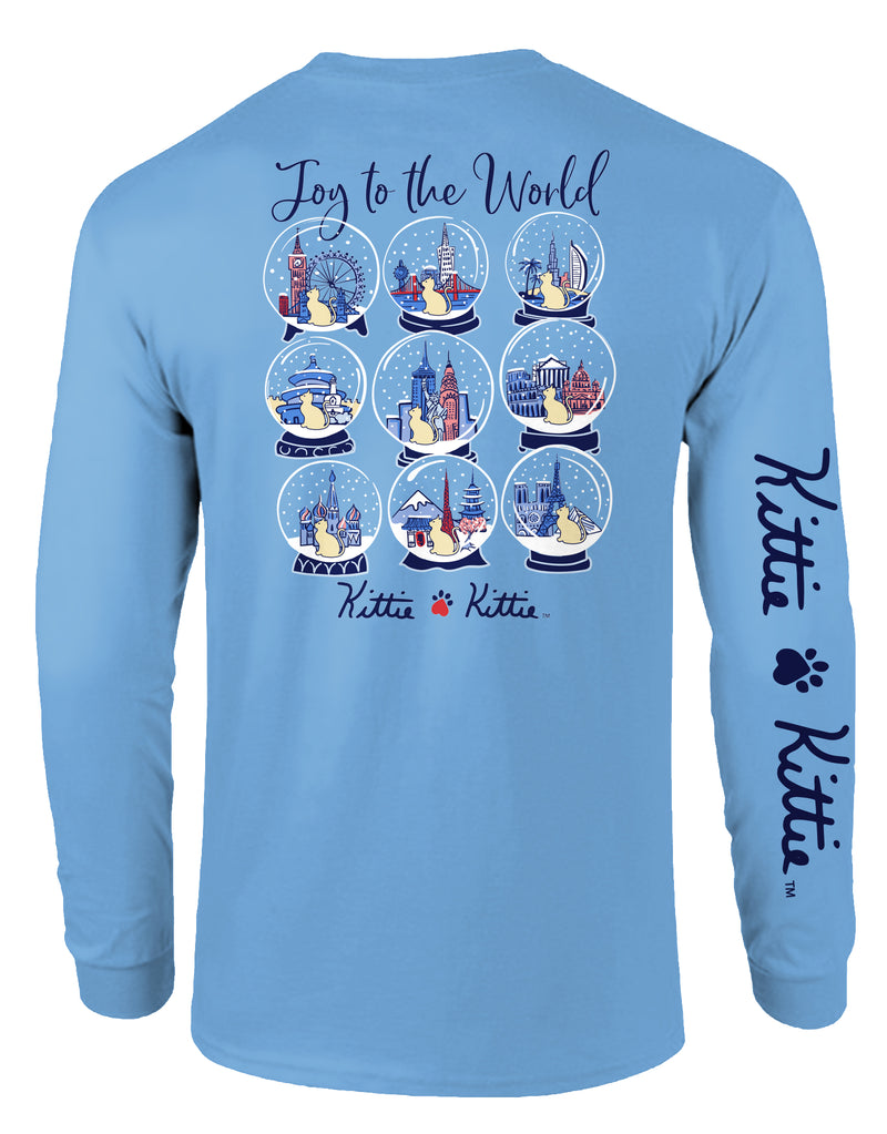 JOY TO THE WORLD SNOWGLOBE KITTIES, ADULT LS