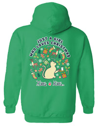 JUST A GIRL (CHRISTMAS) KITTIE, ADULT HOODIE KITTIE KITTIE