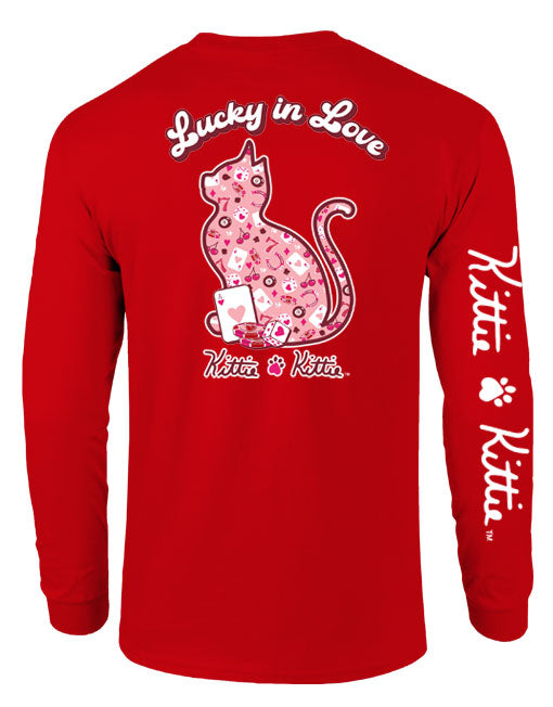 LUCKY IN LOVE KITTIE, ADULT LS (PRINTED TO ORDER) - Puppie Love