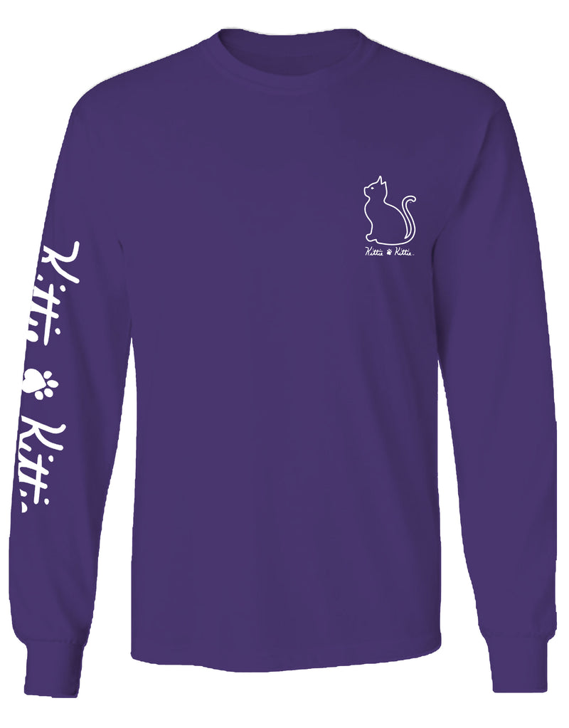 PURPLE MASCOT KITTIE, ADULT LS (PRINTED TO ORDER) - Puppie Love