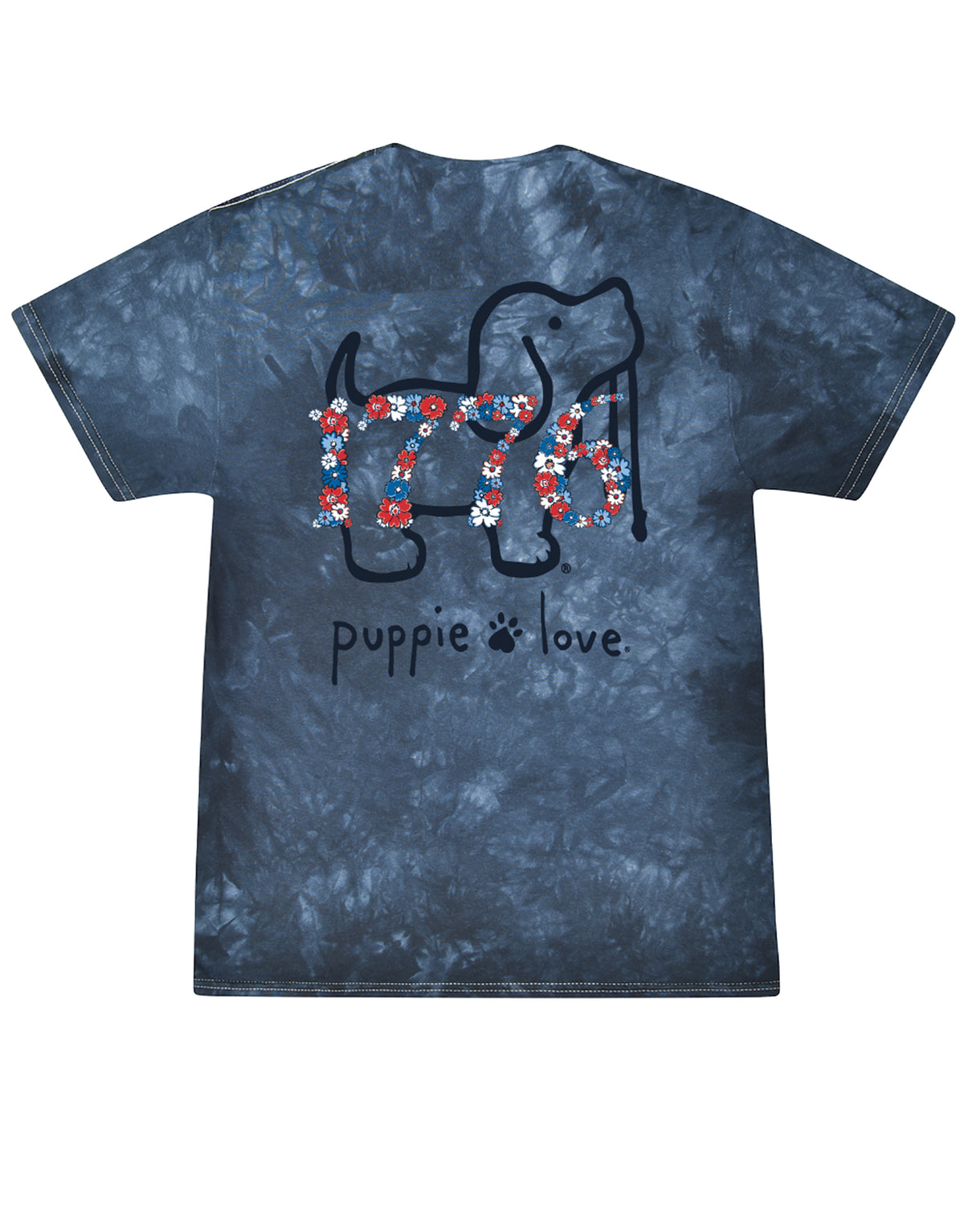 1776 FLOWERS PUP, ADULT SS CRYSTAL WASH PUPPIE LOVE
