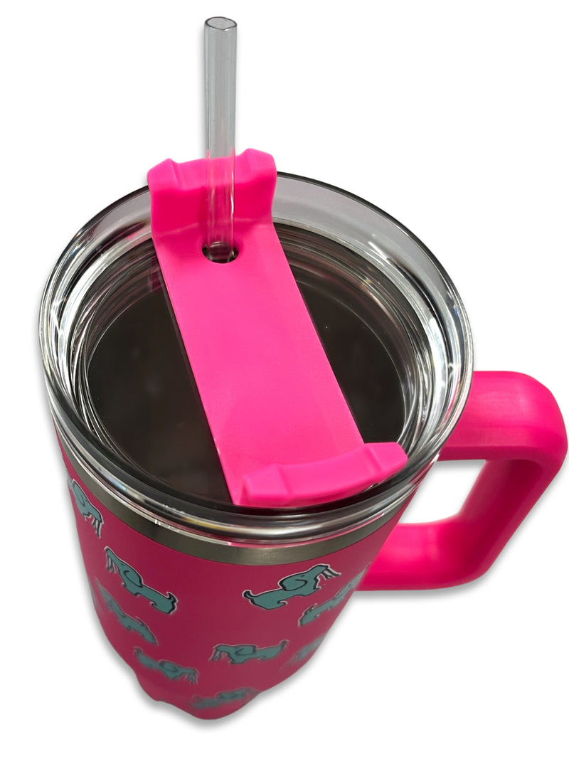 40oz STAINLESS STEEL LOGO TUMBLER, HOT PINK - Puppie Love