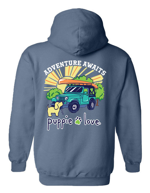 ADVENTURE AWAITS PUP, ADULT HOODIE - Puppie Love