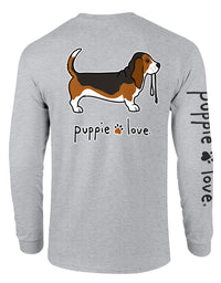 BASSET HOUND PUP (TRI-COLOR), ADULT LS (PRINTED TO ORDER) - Puppie Love