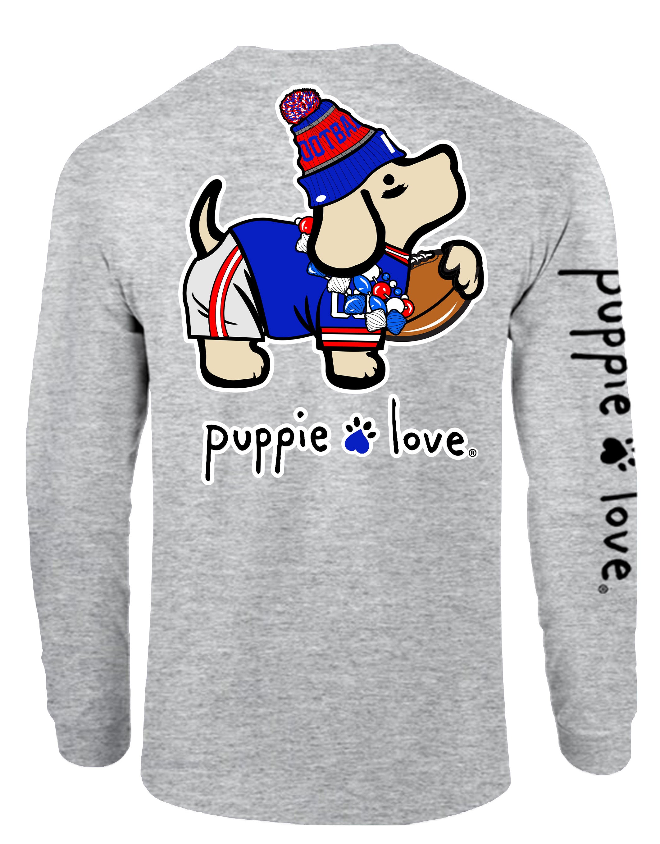 BLUE, RED, AND WHITE MASCOT PUP, ADULT LS – Puppie Love