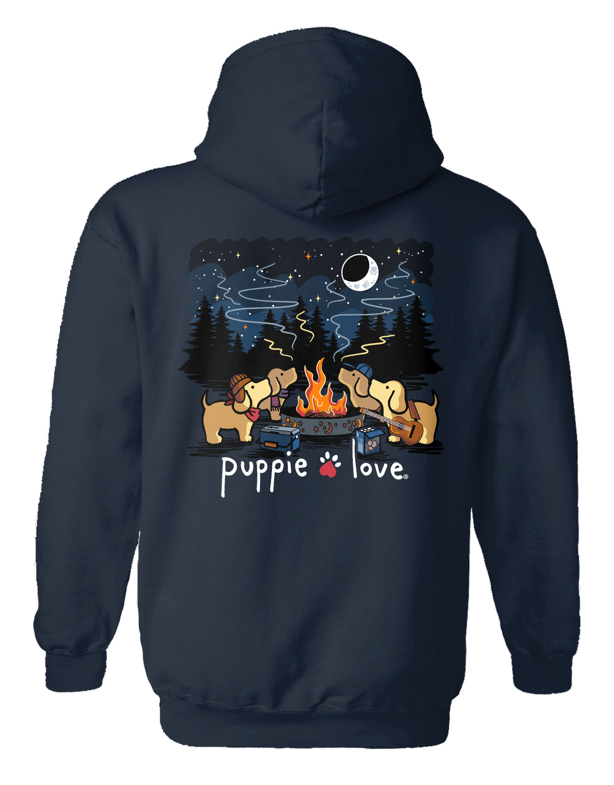 CAMPFIRE RING PUPS, ADULT HOODIE PUPPIE LOVE