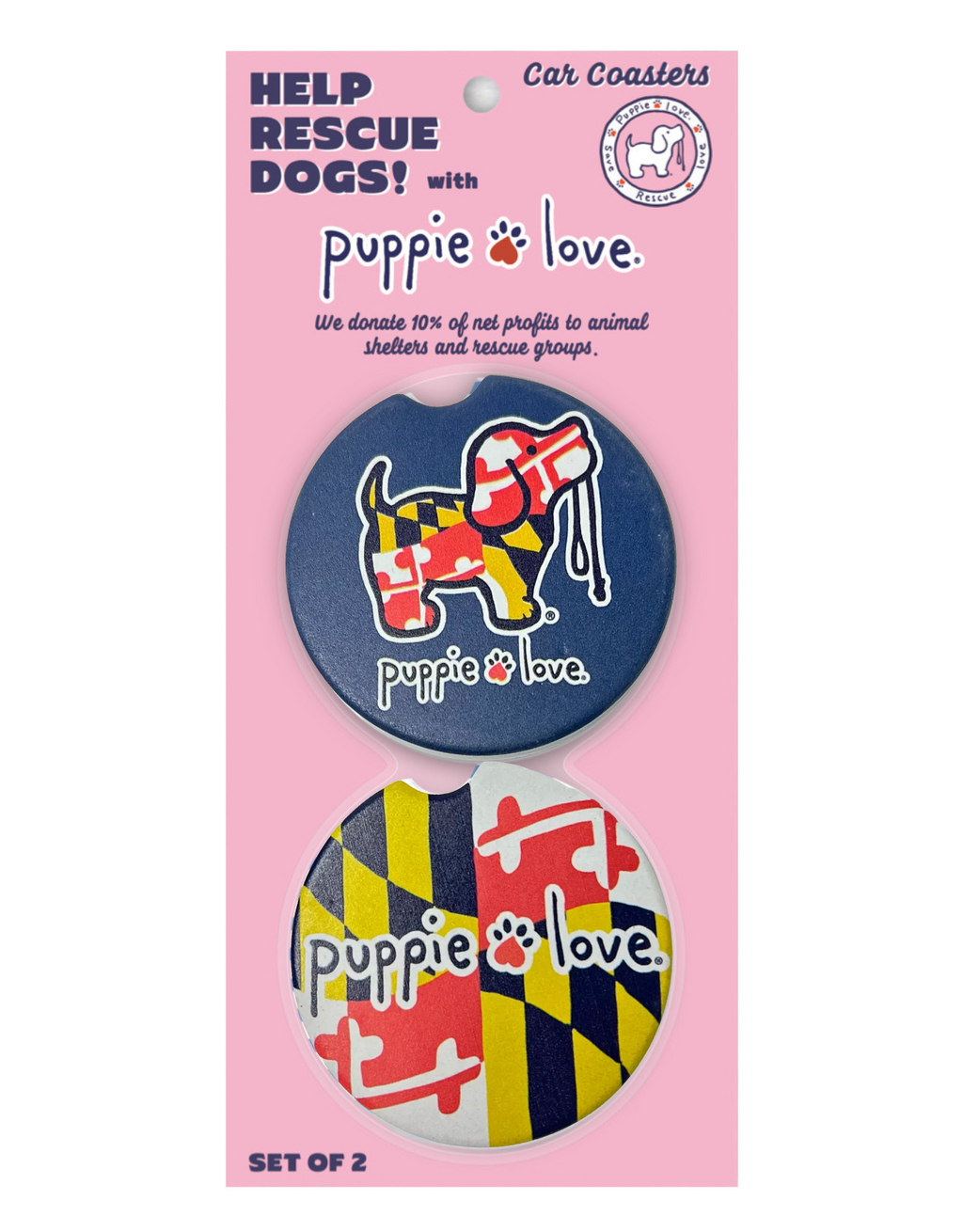 MARYLAND FLAG PUP CAR COASTER - Puppie Love