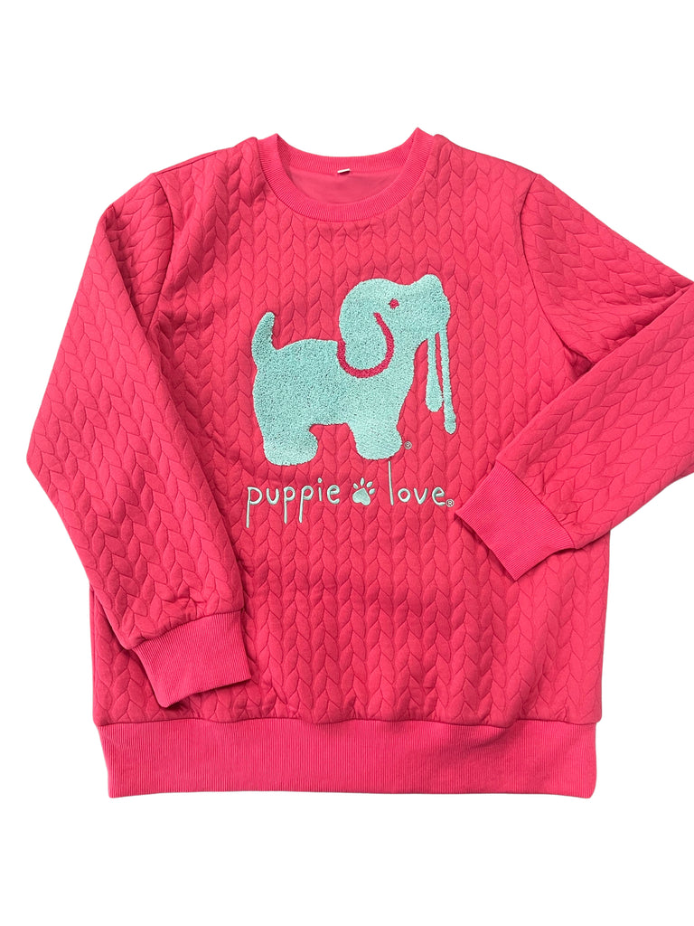 CHENILLE EMBROIDERED SWEATER, HELICONIA - Puppie Love