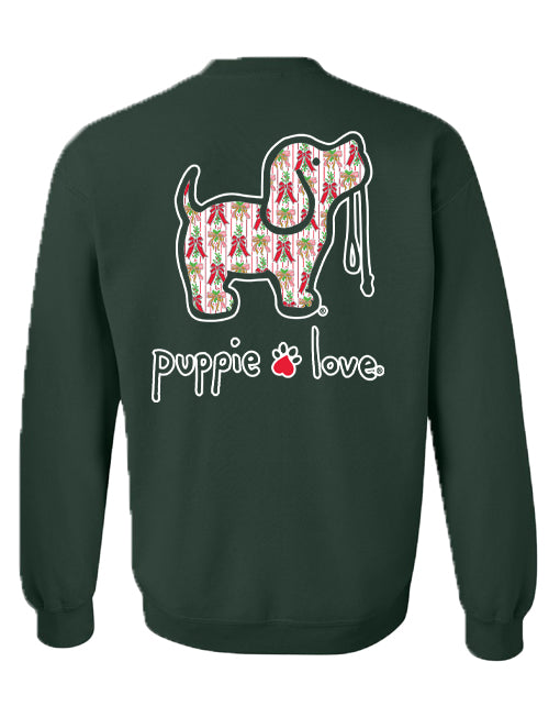 CHRISTMAS BOWS PUP, ADULT SWEATSHIRT - Puppie Love