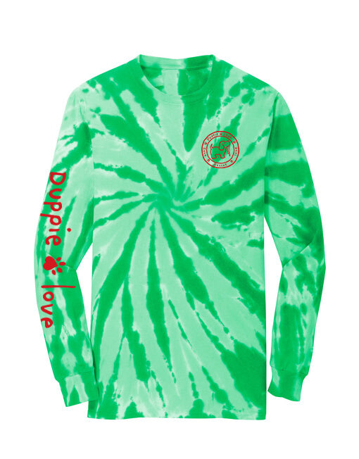 CHRISTMAS TIE DYE PUP, ADULT LS - Puppie Love