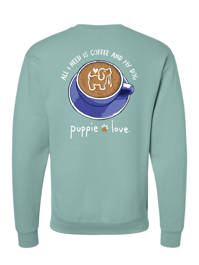 COFFEE AND MY DOG PUP, ADULT SWEATSHIRT - Puppie Love