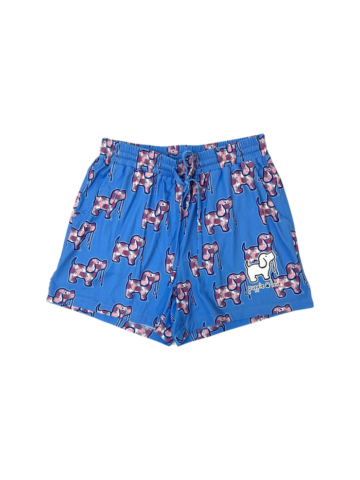 CORAL TURTLE PATTERN LOUNGE SHORTS - Puppie Love