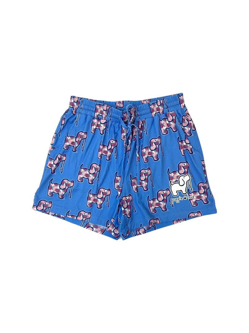 CORAL TURTLE PATTERN LOUNGE SHORTS - Puppie Love