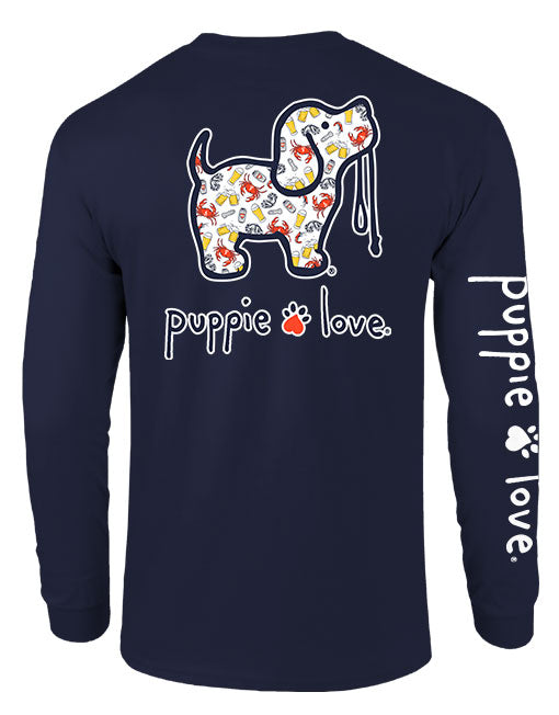 CRABS AND BEER PATTERN PUP, ADULT LS - Puppie Love