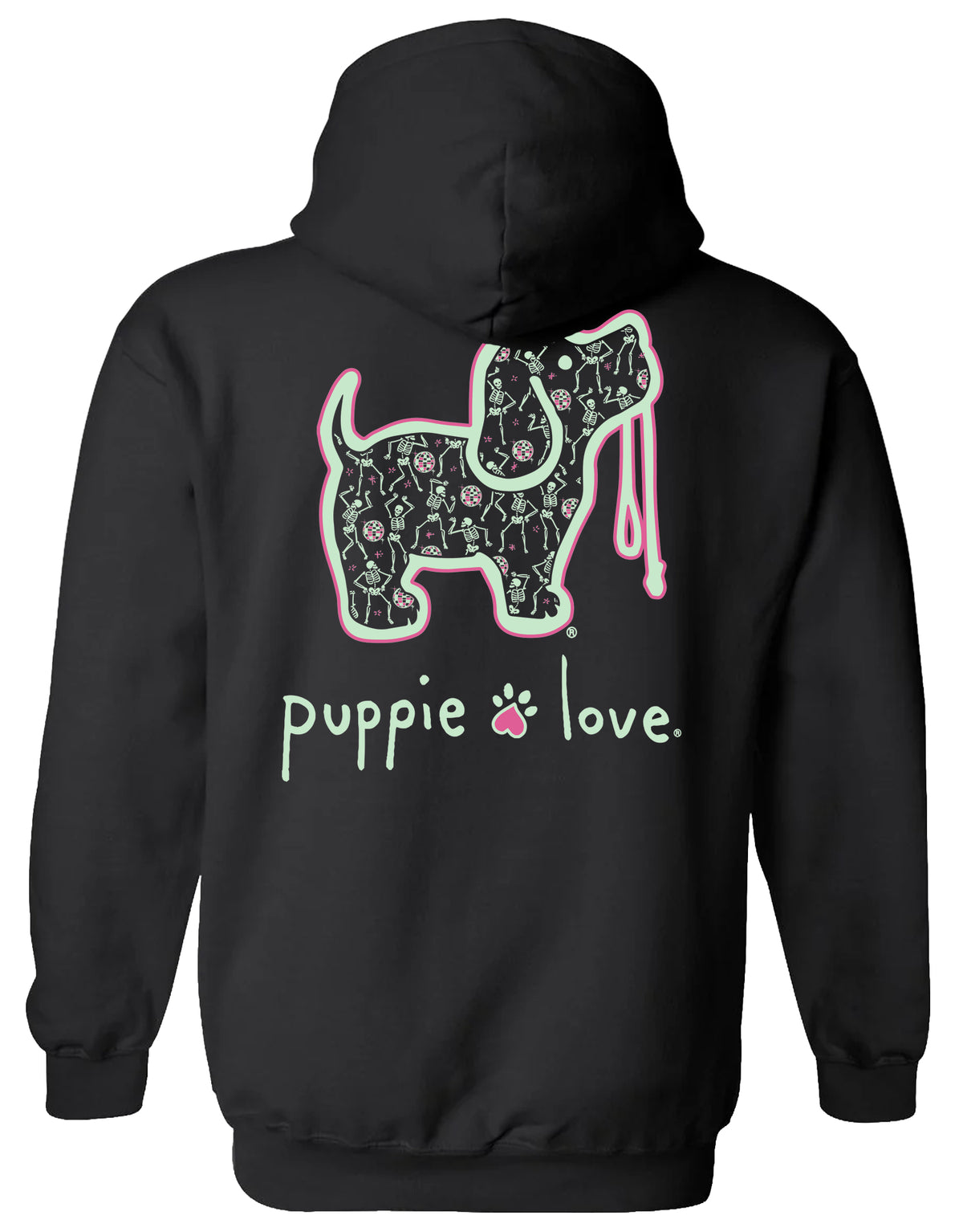 DANCING SKELETONS PUP, ADULT HOODIE