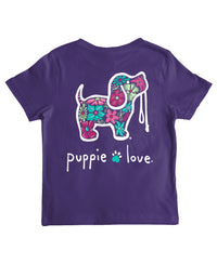 FLORAL PATTERN PUP, YOUTH SS - Puppie Love