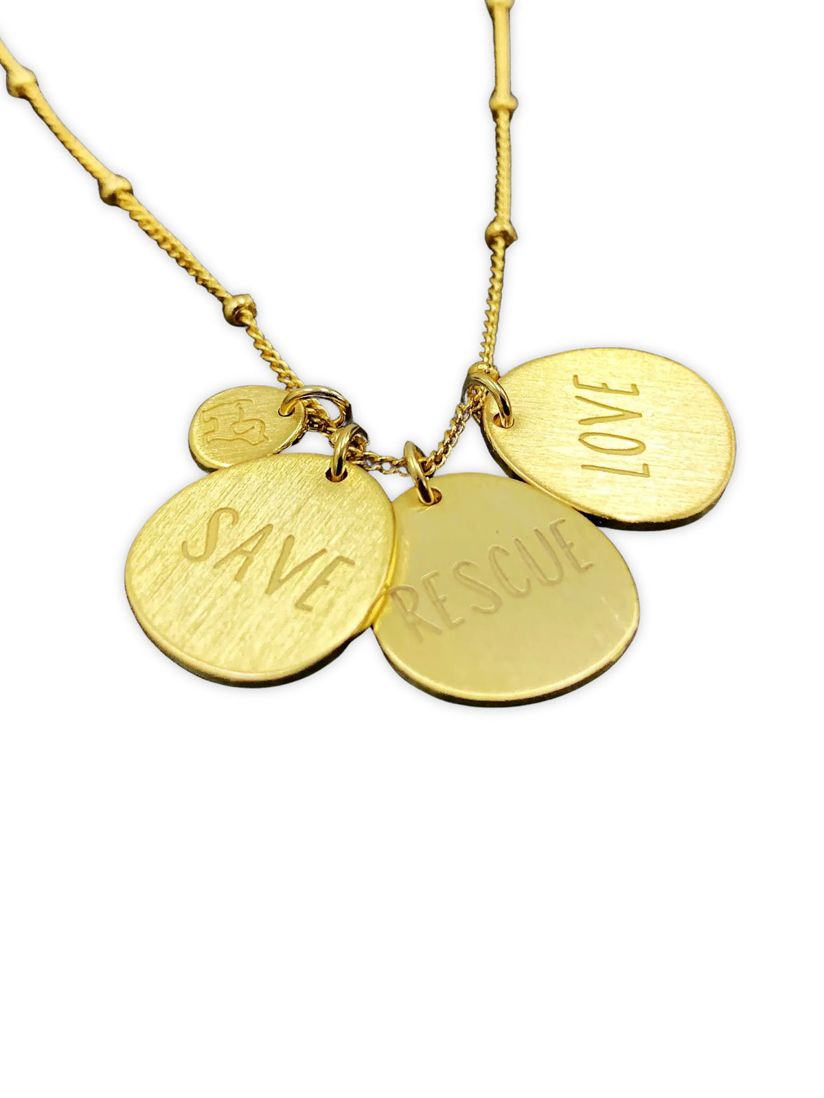 FOUR CHARM PUPPIE NECKLACE, GOLD - Puppie Love