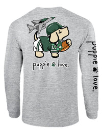 GREEN AND WHITE MASCOT PUP, ADULT LS (PRINTED TO ORDER) - Puppie Love