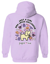 JUST A GIRL (HALLOWEEN) PUP, ADULT HOODIE