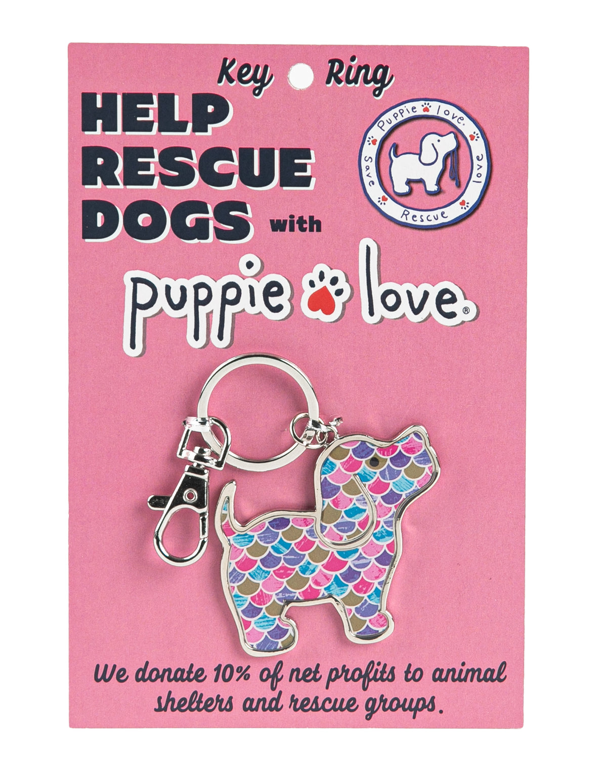 FISH SCALES PUP KEY RING