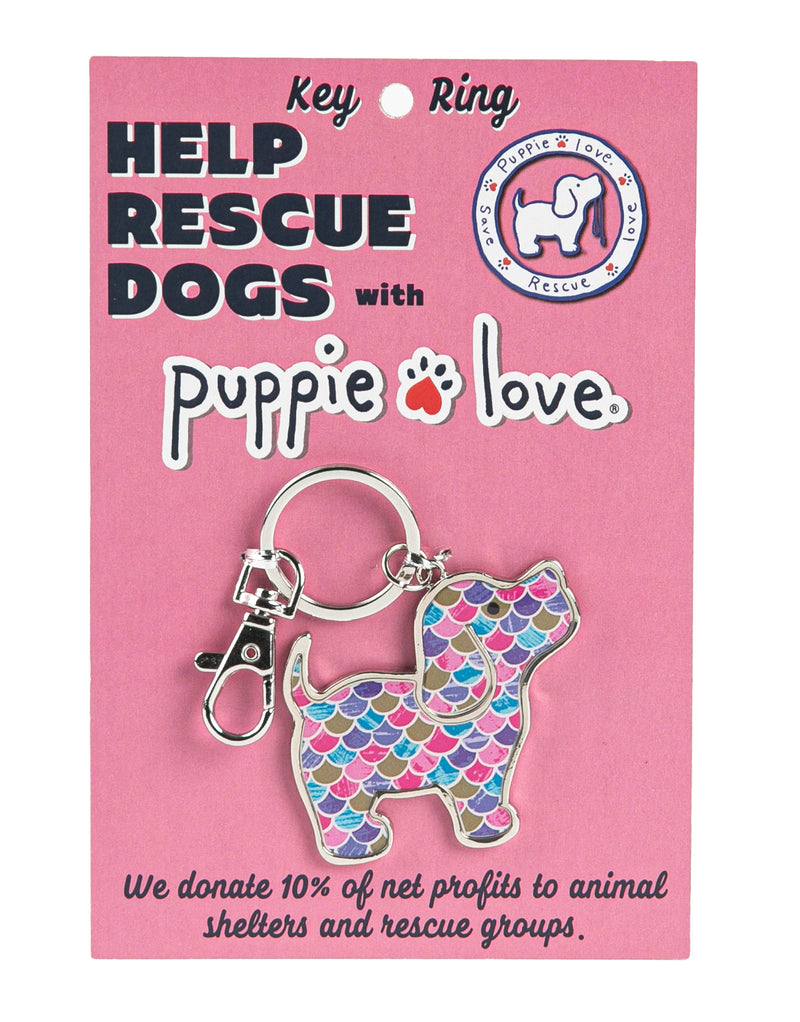FISH SCALES PUP KEY RING