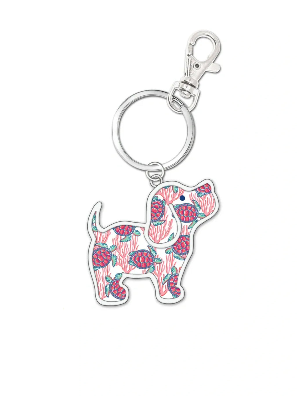 CORAL TURTLE PATTERN PUP KEY RING - Puppie Love