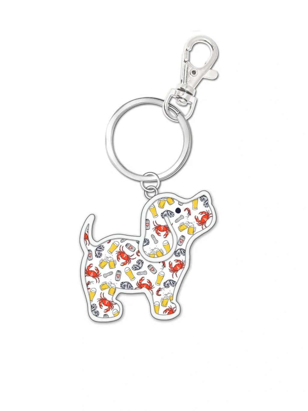 CRABS AND BEER PATTERN PUP KEY RING - Puppie Love