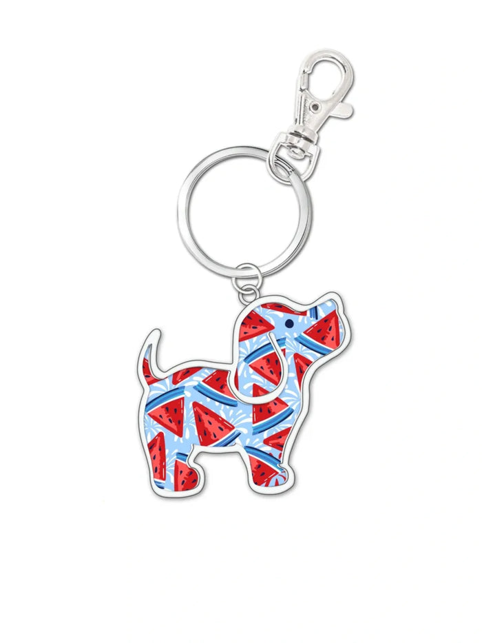 PATRIOTIC WATERMELON PUP KEY RING - Puppie Love