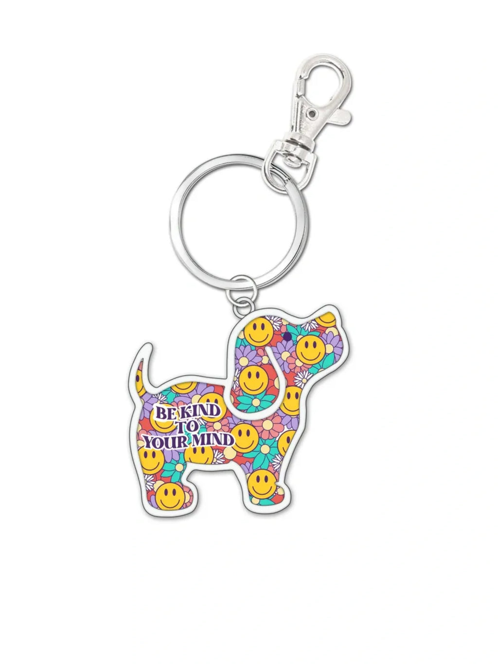 SMILEY FLOWERS PUP KEY RING - Puppie Love