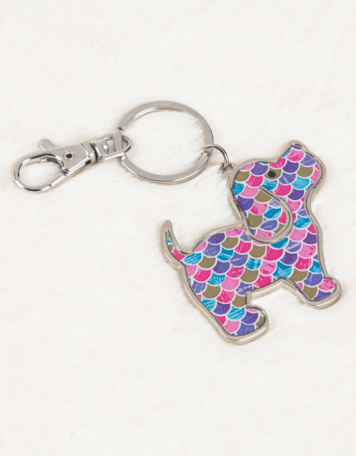 FISH SCALES PUP KEY RING