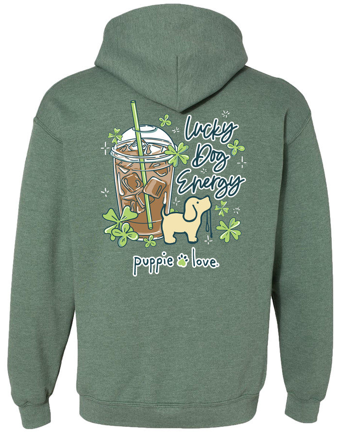LUCKY DOG ENERGY, ADULT HOODIE - Puppie Love