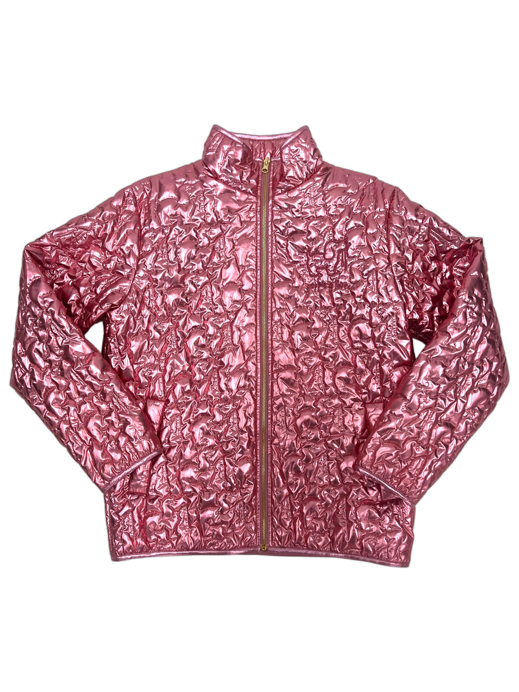 METALLIC QUILTED JACKET, PINK - Puppie Love