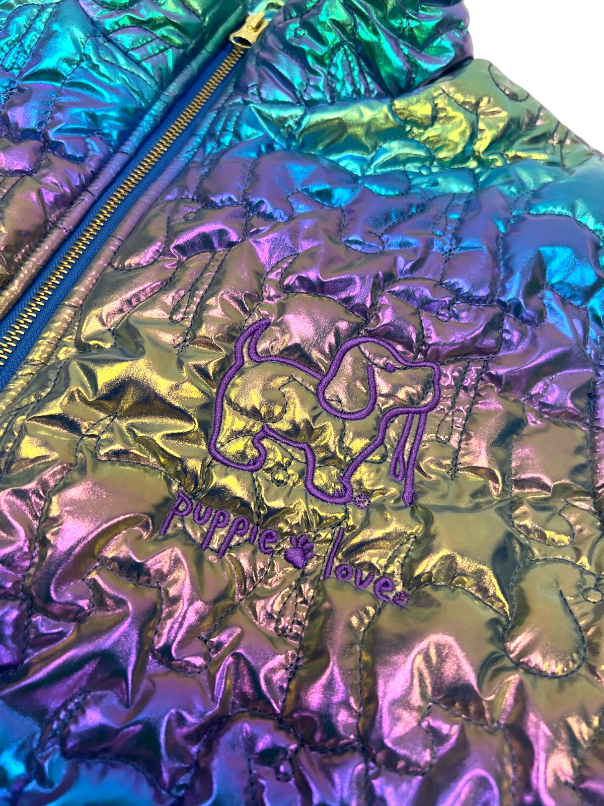 METALLIC QUILTED JACKET, IRIDESCENT - Puppie Love