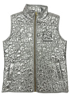 METALLIC QUILTED VEST, SILVER - Puppie Love