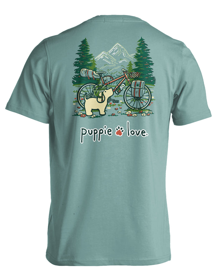 MOUNTAIN BIKER PUP PUPPIE LOVE