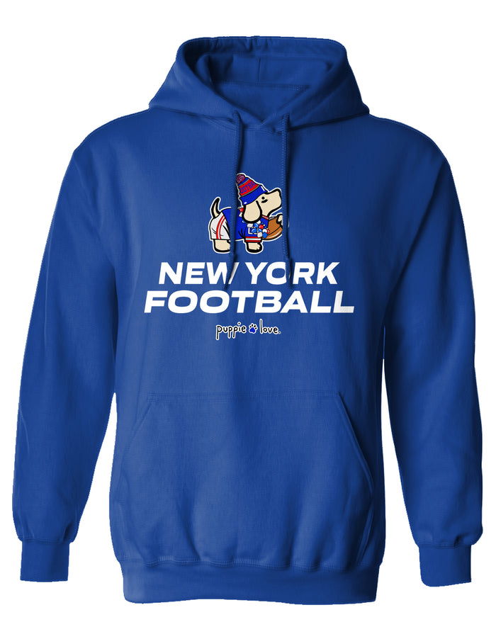 NEW YORK FOOTBALL PUP (BLUE), ADULT HOODIE