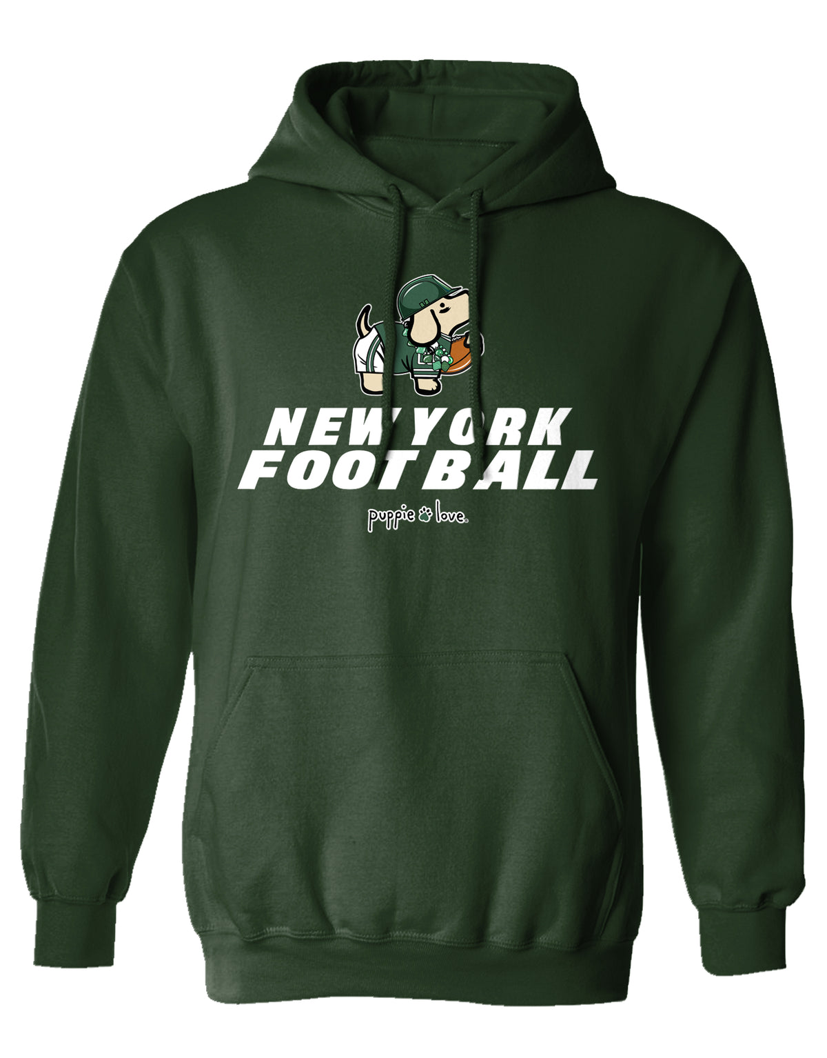 NEW YORK FOOTBALL PUP (GREEN), ADULT HOODIE