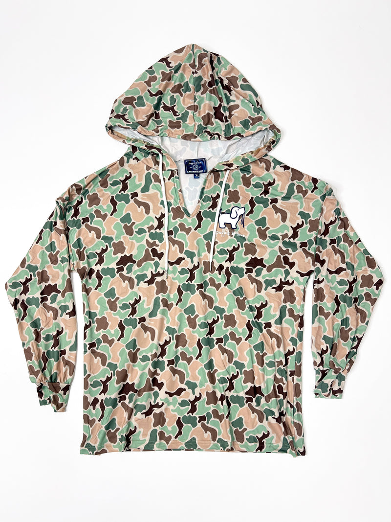 OLD SCHOOL CAMO PUP LOUNGE HOODIE PUPPIE LOVE