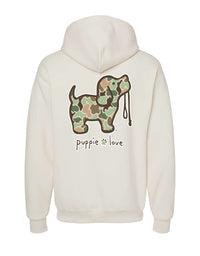 OLD SCHOOL CAMO PUP, ADULT HOODIE - Puppie Love