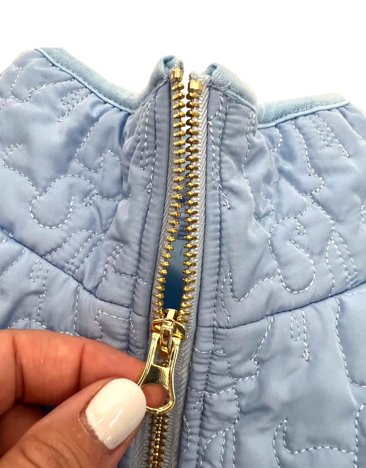 QUILTED JACKET, LIGHT BLUE - Puppie Love